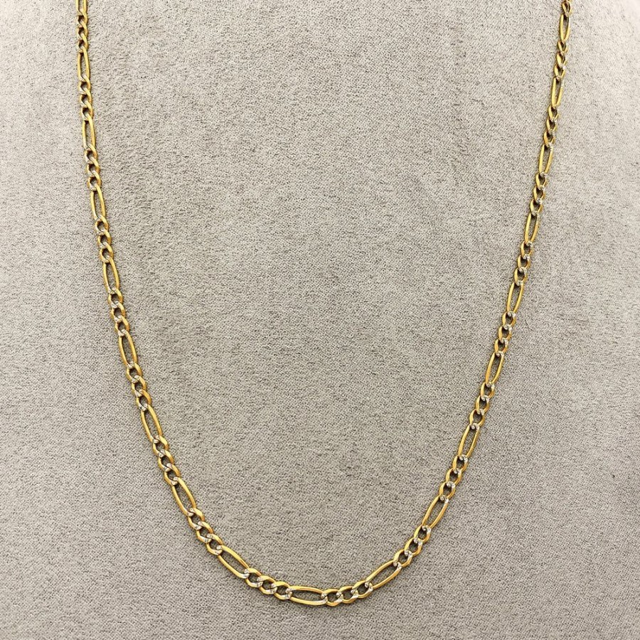 Joyeria Fina Infiniti Joyas Cadenas 10K | Cadena Cartie Oro 10K, Con Acabado Platinado, 55 Cm De Largo, 4 Mm De Ancho