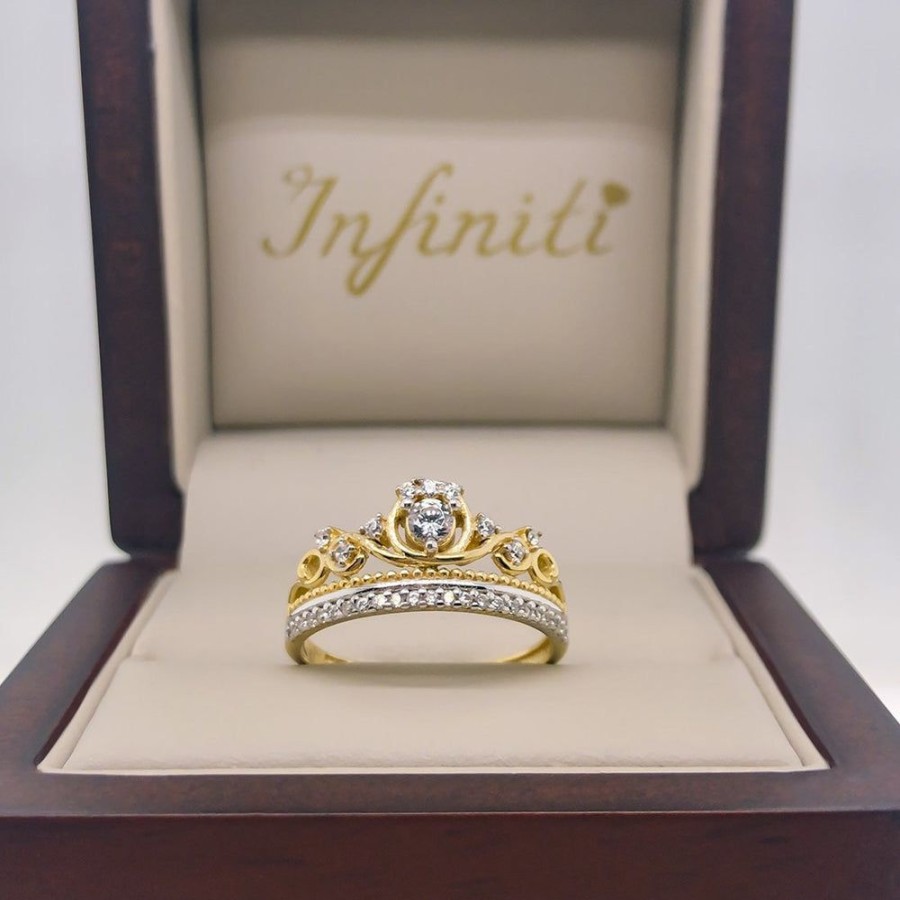 Joyeria Fina Infiniti Joyas Anillos Varios | Anillo Oro Amarillo 10K, Corona Con Zirconias