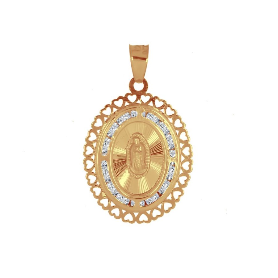 Joyeria Fina Infiniti Joyas Medallas | Medalla Oro 10K - Virgen De Guadalupe 2.4 Cm Con Zirconias