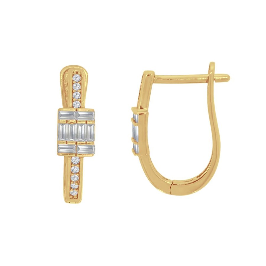 Joyeria Fina Infiniti Joyas Huggies | Huggies Oro 10K - Baguettes De Zirconias