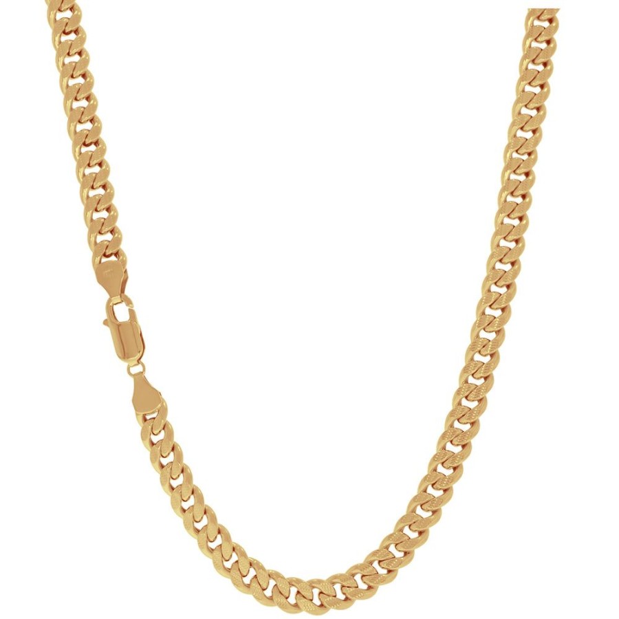 Joyeria Fina Infiniti Joyas Cadenas 10K | Cadena Oro 10K Cubano Diamantado De 60 Cm, Ancho 7 Mm