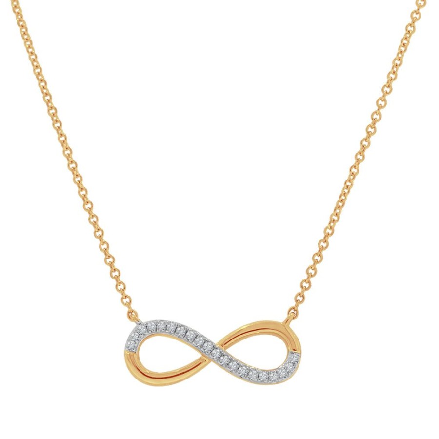 Joyeria Fina Infiniti Joyas Gargantillas | Gargantilla Oro 14K - Infinito Con Diamantes 5 Pts Totales