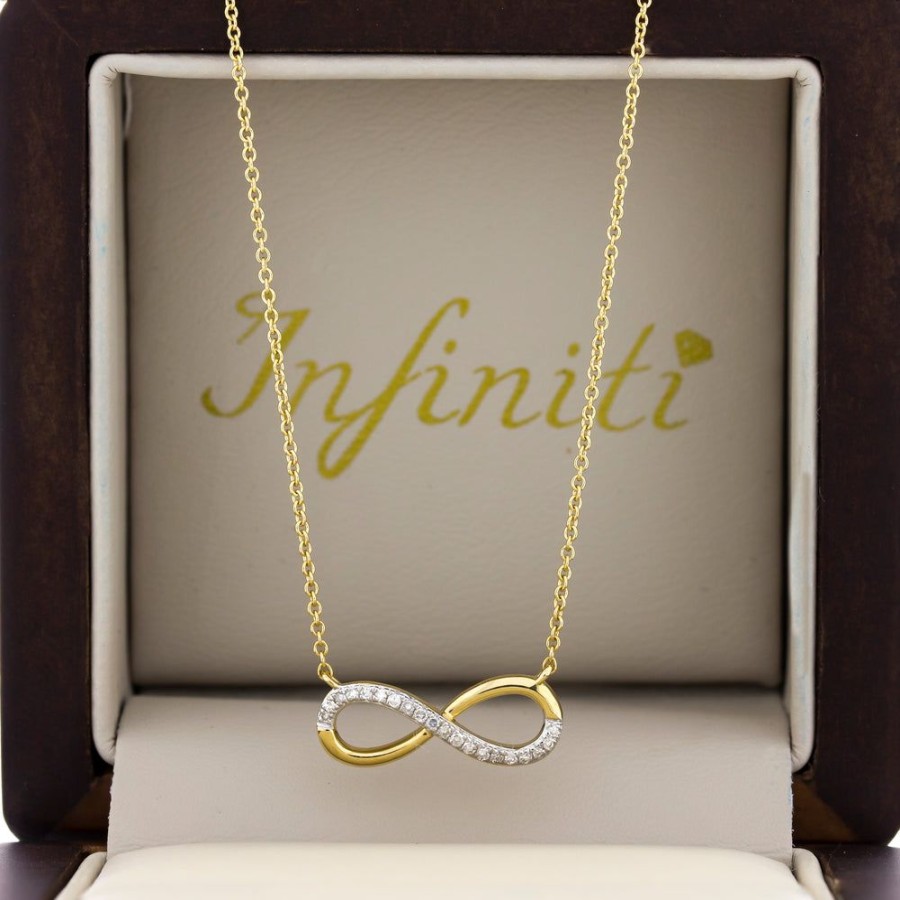 Joyeria Fina Infiniti Joyas Gargantillas | Gargantilla Oro 14K - Infinito Con Diamantes 5 Pts Totales