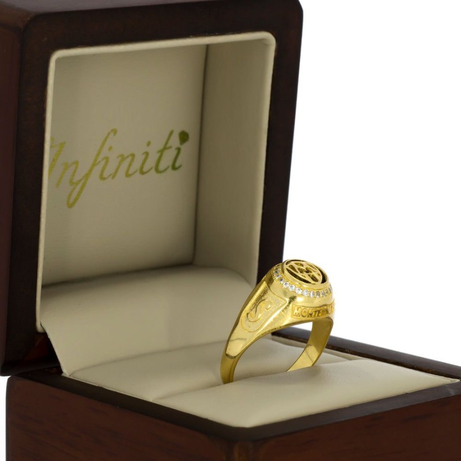 Joyeria Fina Infiniti Joyas Anillos Varios | Anillo Secundaria Oro Laminado 14K - Rayados Con Zirconias