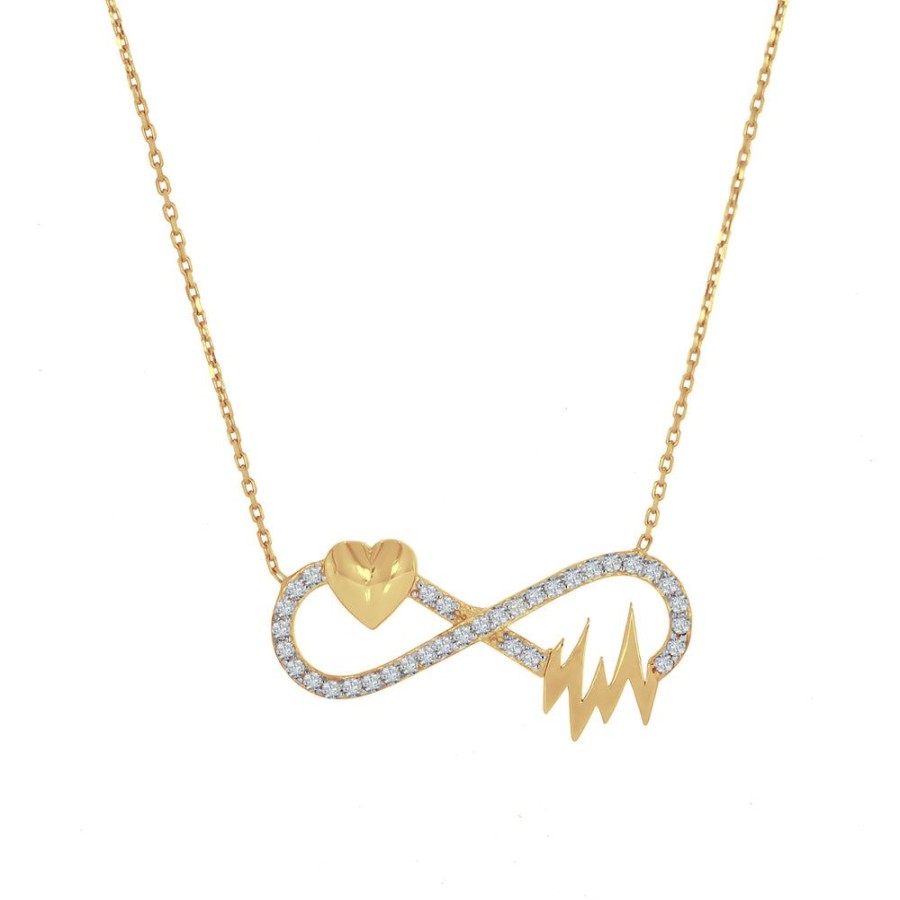 Joyeria Fina Infiniti Joyas Gargantillas | Gargantilla Oro 10K - Infinito Con Corazon Y Pulso