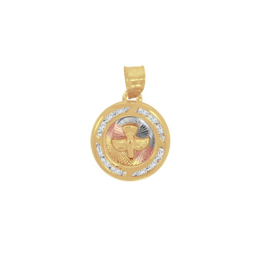 Joyeria Fina Infiniti Joyas Medallas | Medalla Oro 14K - Espiritu Santo Con Zirconia