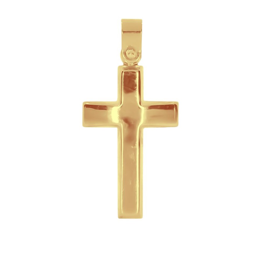 Joyeria Fina Infiniti Joyas Cruces | Cruz Oro 14K - Lisa De 2.8 Cm Alto