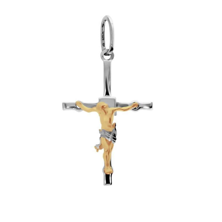 Joyeria Fina Infiniti Joyas Cruces | Cruz Con Cristo Amarillo - Oro Blanco 14K