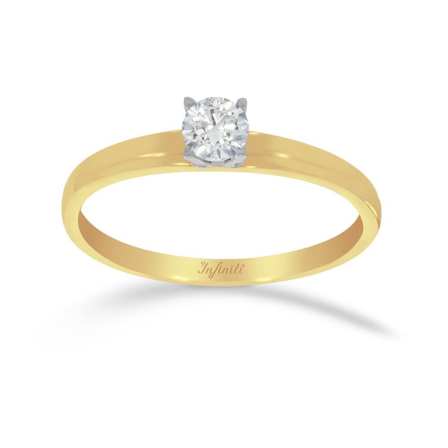 Joyeria Fina Infiniti Joyas Anillos De Compromiso | Anillo Solitario Oro 14K, Diamante De 25 Puntos